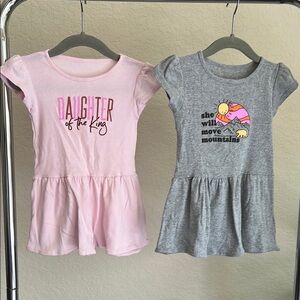 Pink and Gray Graphic Dresses for Kids